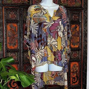 NEW* Cha Cha Vente Tropical Print High-Low Beach Cover-Up/Poncho